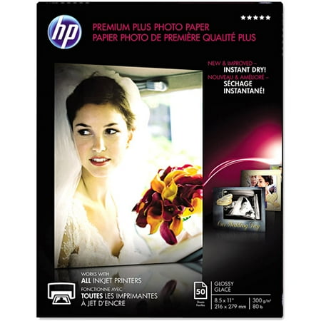 HP Premium Plus Photo Paper, 80 lbs., Glossy, 8-1/2 x 11, 50 Sheets/Pack