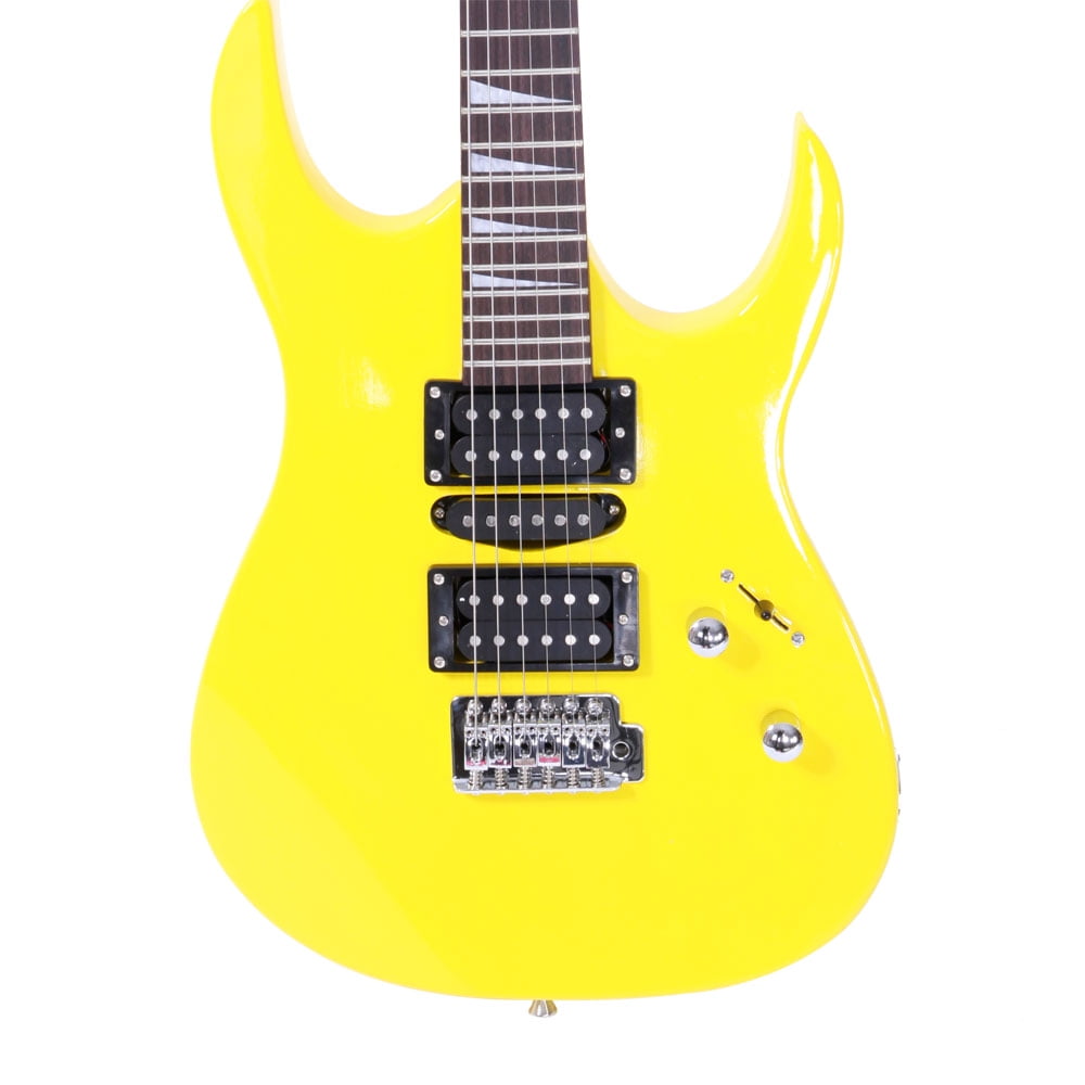 Private Jungle Novice Entry Level 170 Electric Guitar HSH Pickup Bag Strap Paddle Rocker Cable Wrench Tool,Yellow
