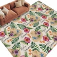 thumbnail image 2 of Straw Hat Washable Living Room Rugs 5'x7', Tropical Plants Red Flowers Summer Vintage Linen Low Pile Throw Large Area Rugs Non-Slip Sturdy Edge Binding Carpet for Dining Room Bedside Kitchen, 2 of 9