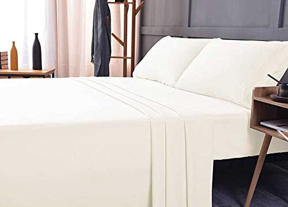 The Season Essentials Wrinkle Free Sheet Sets with Deep Pockets & Stain Resistant, 4 pc, 1800 Thread Count Bamboo Based, Ivory, Queen