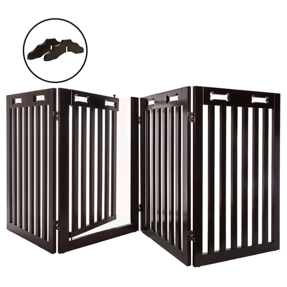 Arf Pets 31.5"H Free Standing Wood Dog Gate, Walk Through Door