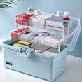 thumbnail image 1 of Caja de medicamentos portátil, contenedores de almacenamiento de medicamentos con asa, botiquín de primeros de auxilios funciones de 3 capas para BLESIY Contenedores de primeros auxilios, 1 of 6