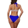 thumbnail image 3 of INSPIRAR CHIC Conjuntos de Bikini de Rayas Onduladas en Bloques de Color para Mujeres de 2 Piezas con Top Halter y Parte Inferior en Forma de V Trajes de Baño Talla X-Small Azul Real, 3 of 5