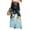 Light Blue, variant on WTOBBY Women's Summer Boho Floral Print Wide Leg Palazzo Pants with High Waist Elastic Drawstring and Side Pockets for Comfortable Everyday Use ,Black L