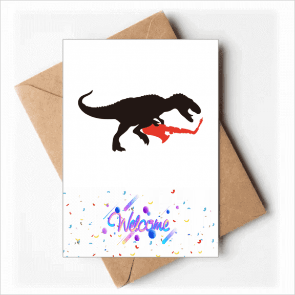 music dinosaur saxoph playing Welcome Back Greeting Cards Envelopes Blank