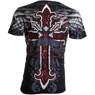 T-shirt Uomo Archaic By Affliction – Maglietta Biker MMA, Stile Y2K, Colore Blu, Cotone 100%