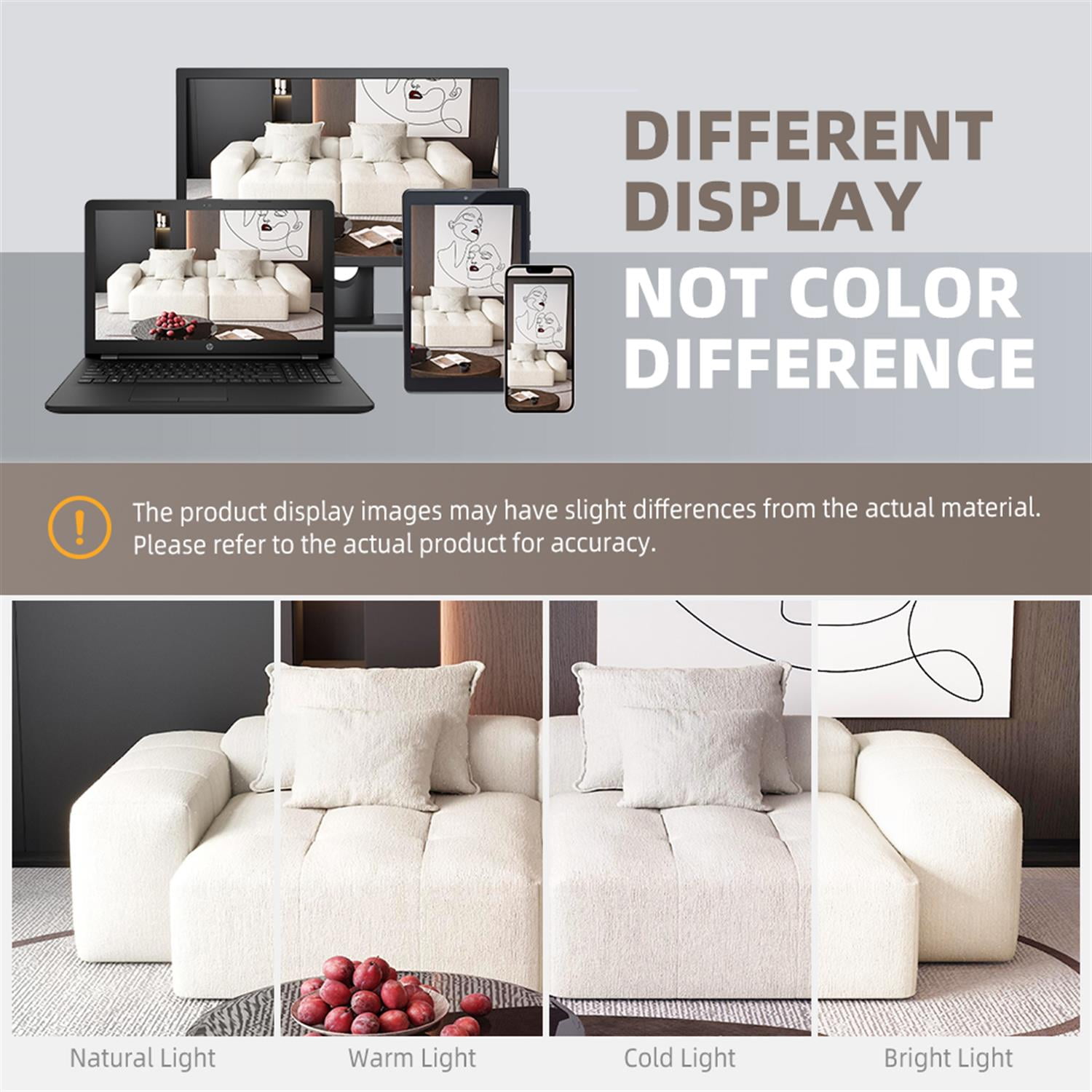 Demi Bonn 113" Modular Sectional Sofa with 2 Chaise Lounges & 4 Pillows Included, Chenille Fabric Soft Cushions Couch for Living Room, No Assembly Needed, Beige