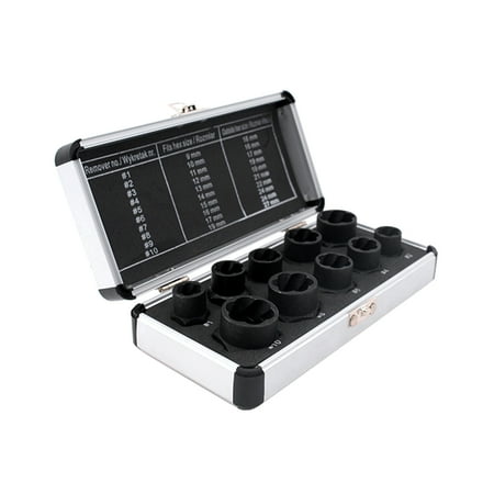

11Pcs Nut Extractor Kit Screw Extractor Damaged Bolt Remover Broken Stud Spanner with Storage Case