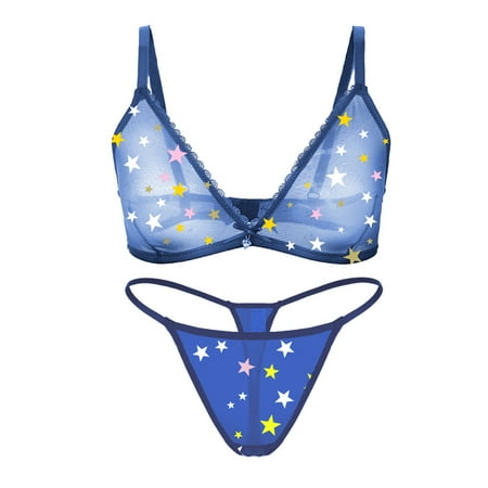 

Varsbaby Women s Wire Free Bra Underwear and G-string Lingerie Set
