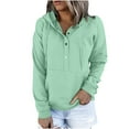 thumbnail image 2 of Turilly Women's Casual Hoodies Fall Solid Long Sleeve Sweatshirt Button Down Drawstring Pullover Top Blouse with Pocket, 2 of 8