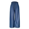 thumbnail image 3 of HOWPAY Womens Jeans Wide Leg High Waist Drawstring Palazzo Flowy Trousers with Pockets Lightweight Summer Loose Casual Denim Pants Blue XL, 3 of 3
