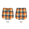 thumbnail image 3 of Balery Warm Orange Plaid Pantalones cortos deportivos para mujer con forro y dos bolsillos, elásticos, para entrenamiento, gimnasio, yoga-Large, 3 of 7