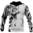 thumbnail image 2 of Sudadera con capucha unisex con estampado 3D de tatuaje de león y tigre de primavera y otoño para hombre, estilo hip hop, estilo Harajuku, básico, de calle, de gran tamaño, 2 of 5