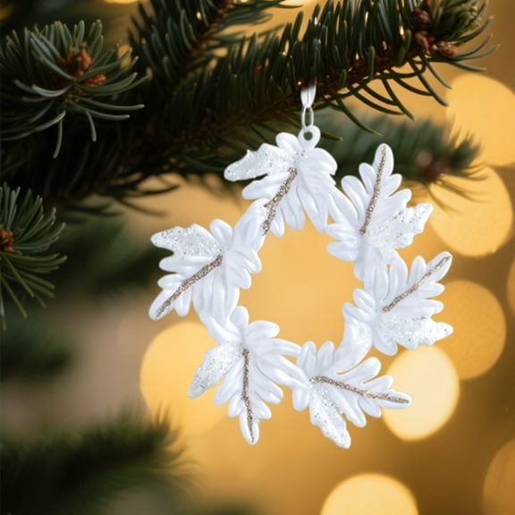 HHBEAUTY Christmas Tree Ornament Decoration, Hanging Crystal White Bow Garland Ornament for Xmas Tree Winter Wonderland Party