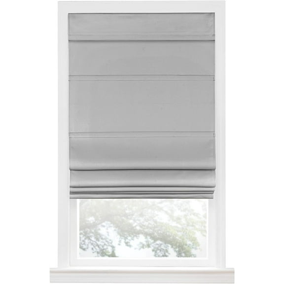 Serenity Home Cordless Roman Shade for Windows - Roman Blackout Window Shades Fabric Blackout for Enhanced Privacy (Grey, 35x64)