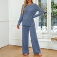 thumbnail image 5 of SUNBS Long Sleeve Lounge Sets for Women Casual Two Piece Outfits Wide Leg Pants with Pockets Crewneck Pajamas Clothing, 5 of 7