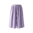 thumbnail image 5 of VBVC Women's High Waist Wide Leg Culottes, Breathable Casual Cropped Palazzo Pants For Women, Ladies' Loose Flowy Elastic Waist Capri Pants with Pockets,Purple,M-5XL, 5 of 8