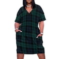 thumbnail image 1 of Vestido de tartán negro con estampado a cuadros para mujer vestido holgado con bolsillo vestidos de verano para eventos especiales, 1 of 6
