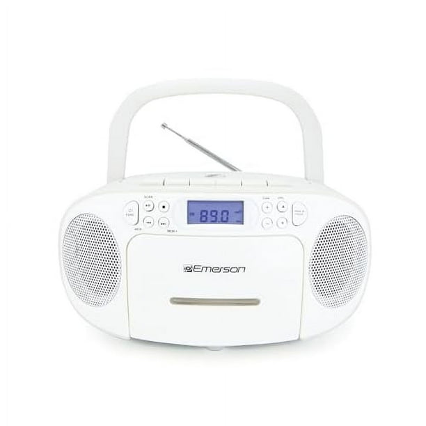 Emerson EPB-3003 - Radiocasete Portátil con CD y Casete, Color Blanco