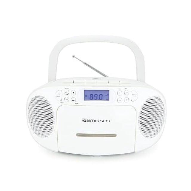 Emerson EPB-3003 - Radiocasete Portátil con CD y Casete, Color Blanco