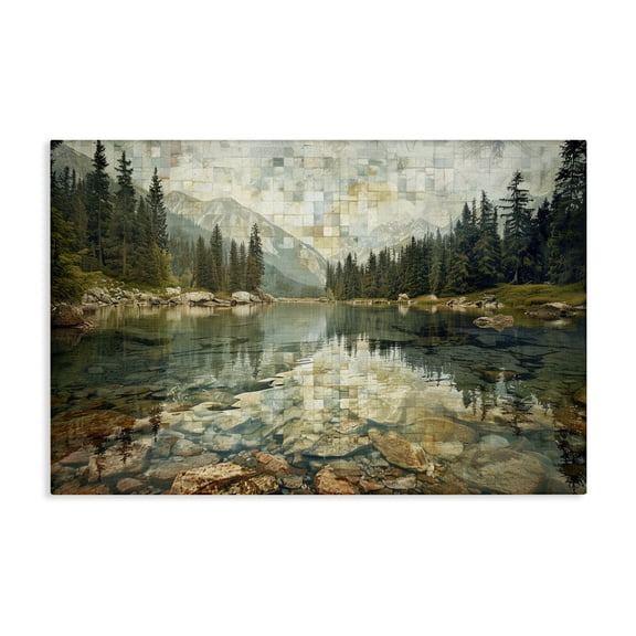 Stupell Industries Tiled Mountain Landscape Landscape & Nature Painting Wrapped Canvas Art Print Wall Art, 24 x 16