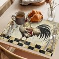 thumbnail image 3 of Vintage Rooster Placemats Set of 6 Retro Plaid Animals Watercolor Place Mats Indoor Wipeable Table Mats Washable Cloth Dining Table Placemats for Kitchen Holiday Party Home Decor 13x19 Inch, 3 of 9