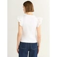 thumbnail image 2 of Free Assembly Women's and Women's Plus Eyelet Flutter Sleeve Tee, Sizes XS-4X, 2 of 3