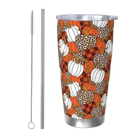 

Fuzoiu Various Pumpkins Print 20oz Tumbler Stainless Steel Vacuum Insulated Car Cup Insulated Coffee Mug Travel Mug with Lid Thermal Cup for Outdoor-Straw Two-piece Set