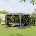 thumbnail image 6 of 11x11 FT Hexagon – Outdoor Canopy Tent with Mesh Netting, Removable Wind Panels, Double Tier Roof, UV Protection, One Push Setup Patio Shelter for Lawn, Garden & Camping, 6 of 9
