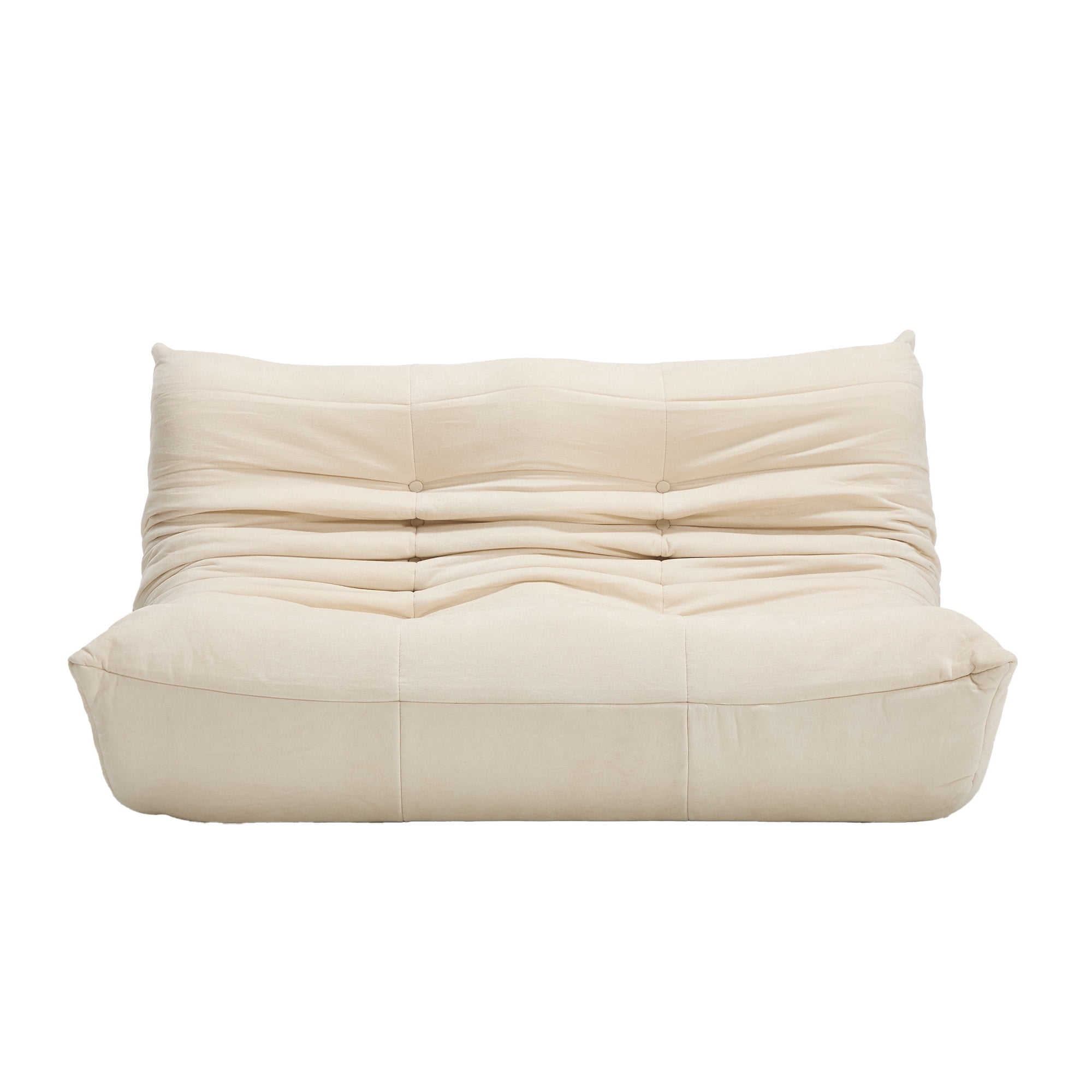 MOONMISS 53.14" Chenille Upholstered Oversized Lazy Sofa, 2-Seater Floor Sofa,Deep Seat Floor Bean Bag Loveseat for Cozy Home Decor, Beige