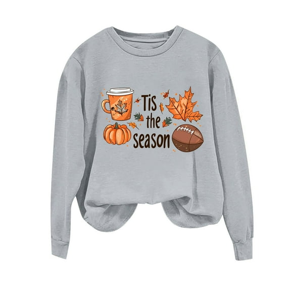Byworldtasic Womens Oversized TopsWomen Tis The Season Pumpkin Football Long Sleeve Tops Thanksgiving Halloween Pullover Sweatshirt