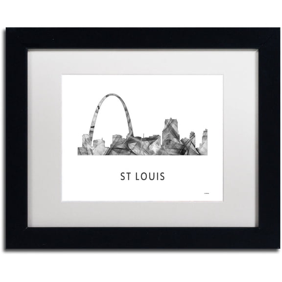 Trademark Fine Art 'Gateway Arch St Louis WB-BW' Canvas Art by Marlene Watson, White Matte, Black Frame
