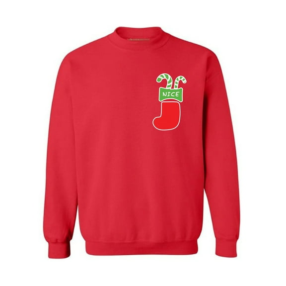 Awkward Styles Nice Christmas Stocking Pocket Sweatshirt Funny Christmas Stockings Gifts Christmas Sweater Holiday Outfit Christmas Party Sweater Funny Xmas Sweater Xmas Gifts Unisex