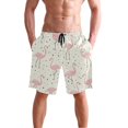 thumbnail image 4 of Dailycode Men's Quick Dry Swim Trunks Beach Shorts Casual Summer Board Shorts with Pockets, Flamingo with Polka Dots, 4 of 8