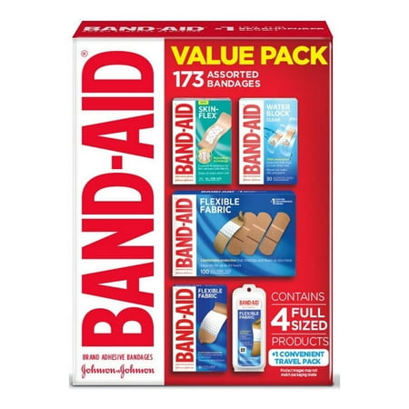 Band-Aid Variety Pack with Assorted Flexible Fabric Bandages, 173 ct.