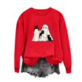 thumbnail image 4 of Turilly Cute Women's Halloween Graphic Pullover Sweatshirt Long Sleeve Crewneck Ghost with Cats Design for Festive Fall Outings, 4 of 6