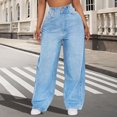 thumbnail image 3 of Quixlent Women's Wide Leg Jeans High Waisted Stretchy Boyfriend Denim Pants Straight Leg Loose Baggy Jeans with Pockets, 3 of 8