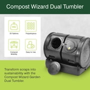 Good Ideas Compost Wizard Outdoor Dual Tumbler Compost Container, Black