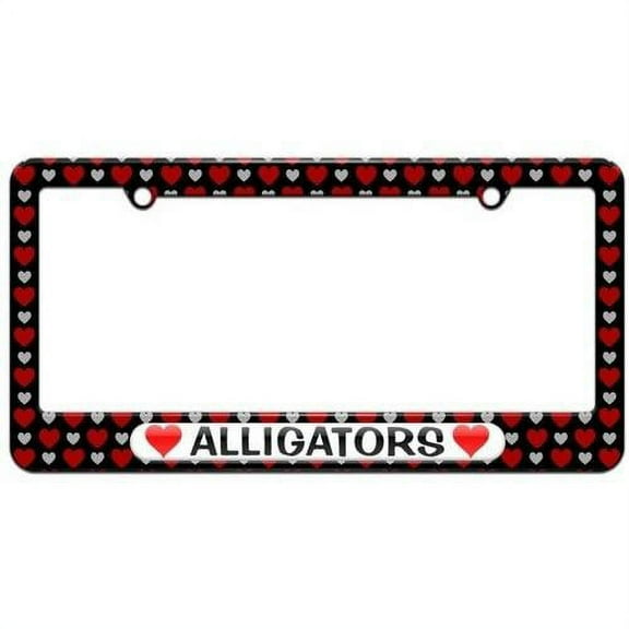 Alligators Love with Hearts License Plate Tag Frame, Hearts Love Design
