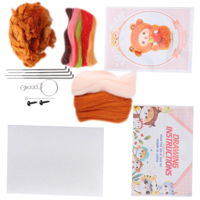 Needle Felting Kit, Soft Fine Production Wool Felt Crafts Environmentally Friendly Simple Operation for DIY Decorations for Handicrafts Making 206# Blue,207# Coffee,208# Light