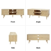 Eumyviv Farmhouse TV Stands for 55 Inch TV,Wood Media Entertainment Center Cabinet Console Table with 2 Rattan Doors, Natural Oak, H0015