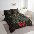 thumbnail image 4 of Manfei Black Green Xmas Tree 7-Piece Twin Bedding Sets, Fairy Tale Princess Bowknot Bedding Comforter Set, Happy New Year Reversible Sheet Sets, Luxury Bedroom Decor, 4 of 8