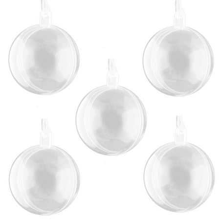 Unique Bargains Hanging Pendant Ornament Household Plastic Round Shaped Christmas DIY Decor Gift Bauble Clear