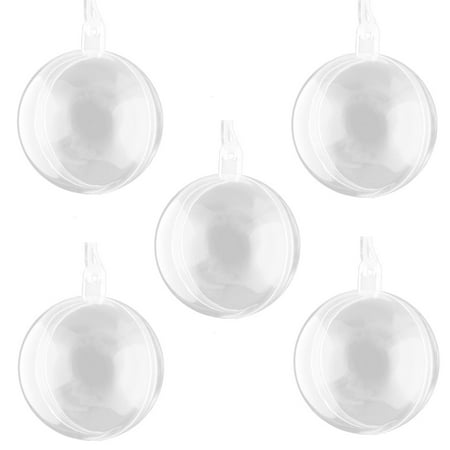 Plastic Clear Baubles Unique Bargains Hanging Pendant Ornament Household Plastic Round Shaped Christmas DIY Decor Gift Bauble Clear 5pcs ()