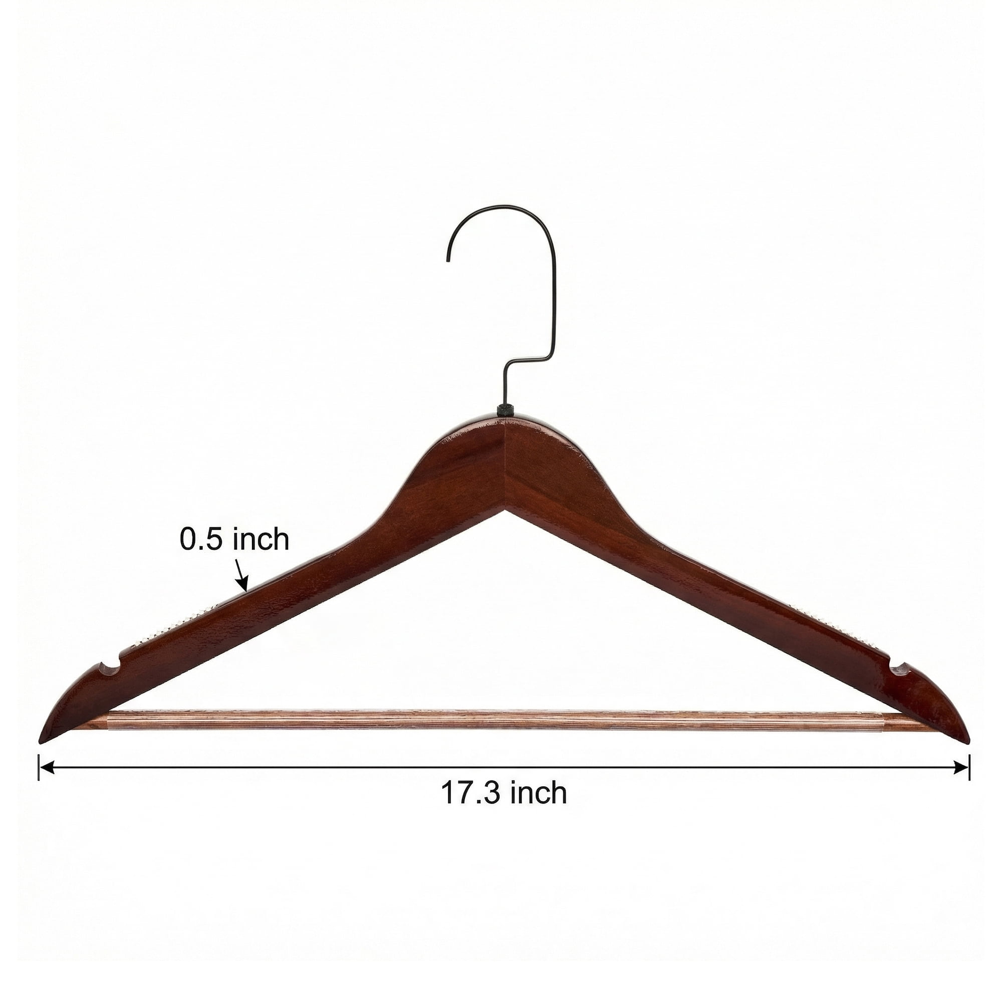 Unique Bargains 2Pcs Wood Nonslip Durable Hangers Black