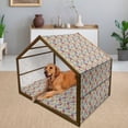 thumbnail image 2 of Space Pet House, Geometric Grid Design with Stripes Dots Retro Background Robot Pattern, Outdoor & Indoor Portable Dog Kennel with Pillow and Cover, 5 Sizes, Multicolor, by Ambesonne, 2 of 4
