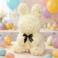 thumbnail image 5 of Hyknon Valentine's Day Bunny Shape Artificial Rose with Lights, Cute Large Flower Rabbit Sculpture Ornaments with Bowknot, Handmade Multifunctional Bunny Statue for Gift Wedding Home Decor, Yellow, 5 of 6