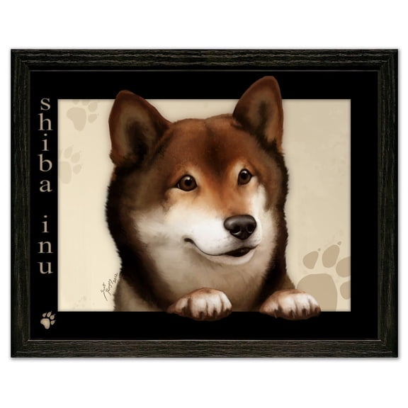 Shiba Inu Dog by Scott Rogers Paws on the Picture Frame 13x10 Framed Art Print
