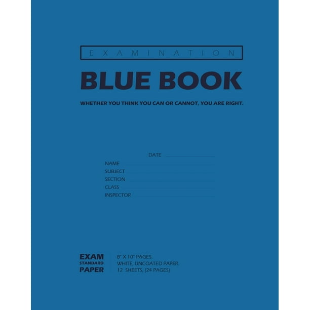 Examination Blue Book, Wide Ruled, 12 Sheets (24 Pages), Blank Lined