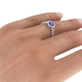 thumbnail image 7 of 14K White Gold 2.50 ctw Lab Created Blue Sapphire Ring with Diamonds Vintage Micro Pave Halo, 7 of 7